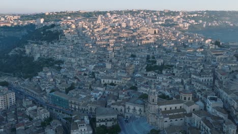 Aerial-view-of-Modica-Alta-Val-di-Noto-Sicily-Old-Baroque-Town-South-Italy-at-Sunrise