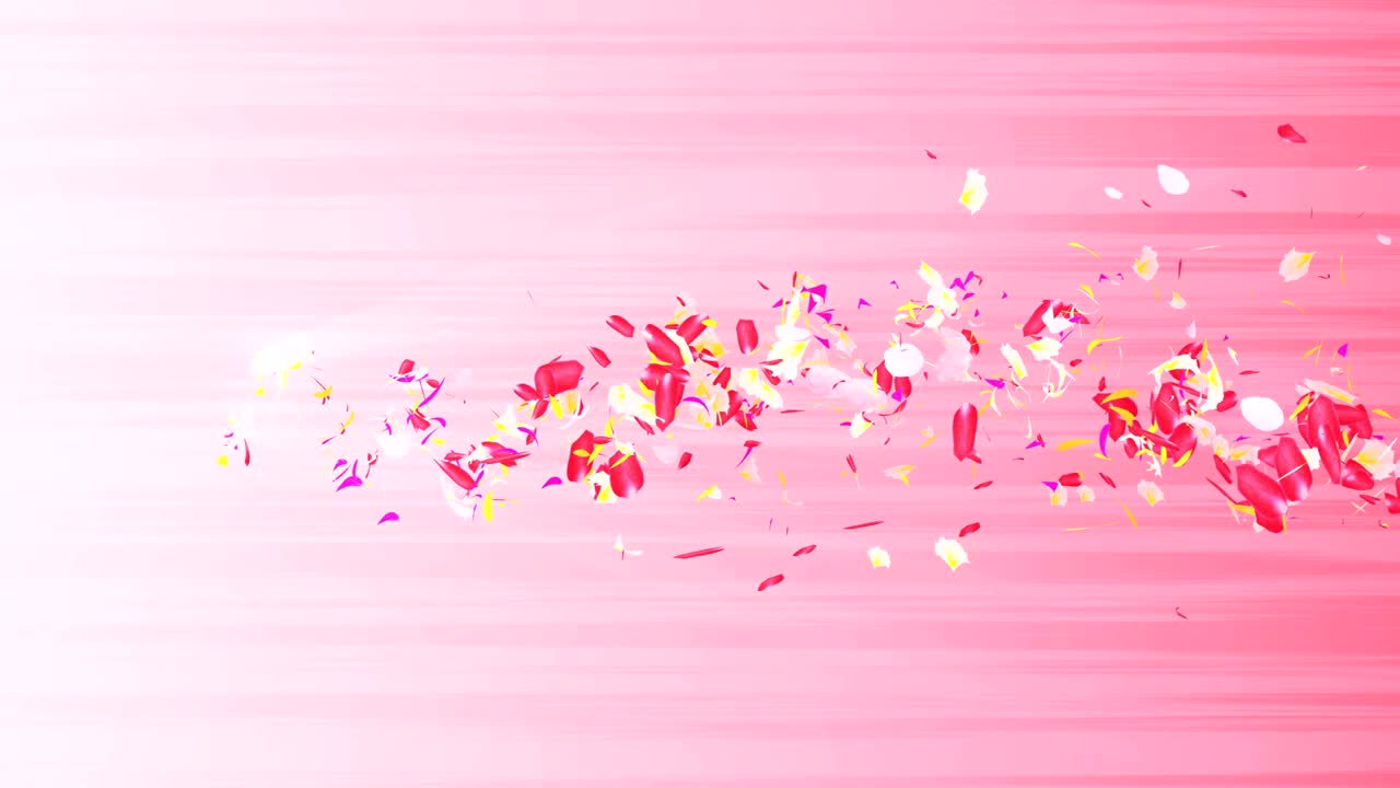 화려한 잎자루, 나선형 반이는 꽃잎, 꽃 모양, 예쁜 춤추는 꽃잎, 회전하는 꽃잎에서 소용돌이, 추상적인 루프 애니메이션.