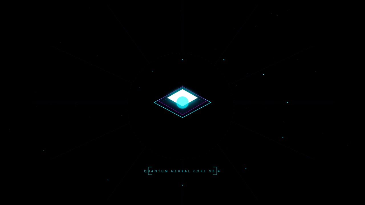 Abstract Digital Quantum Neural Core Animation