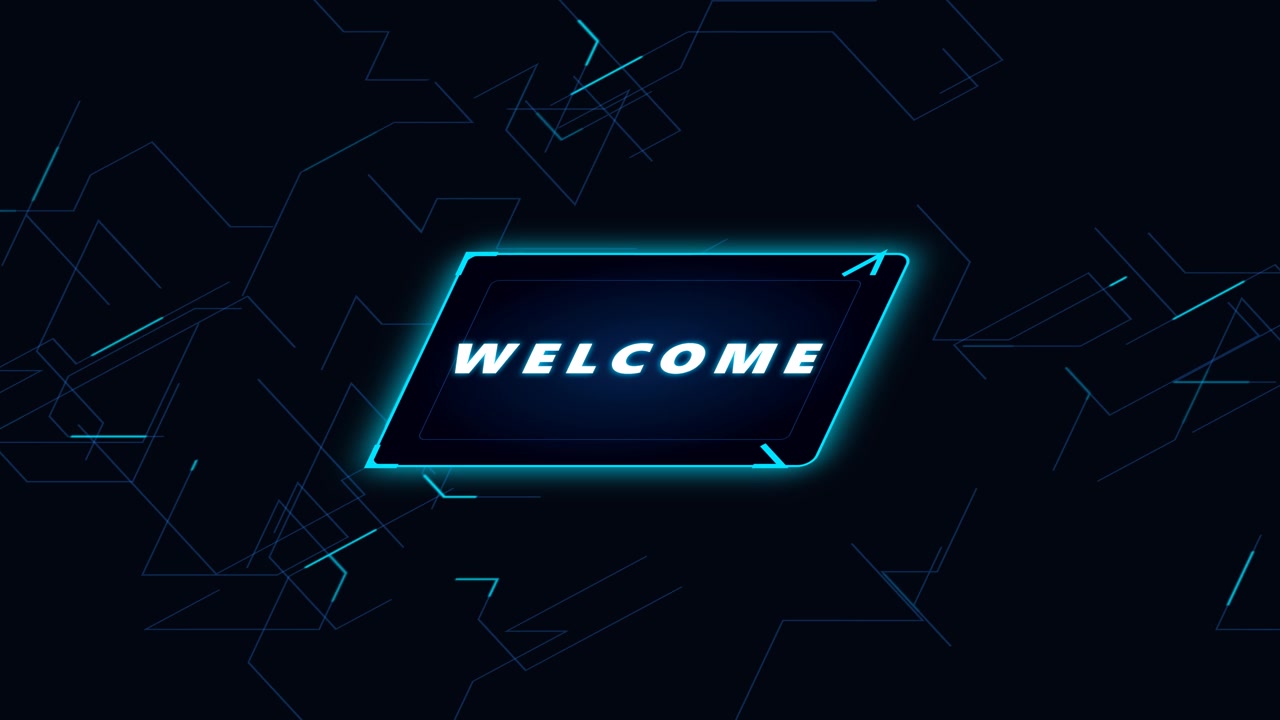 Welcome Text Animation with Glowing Digital Network Background