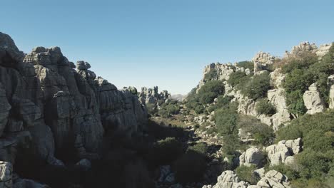 drone flying at torcal de antequera, south of spain