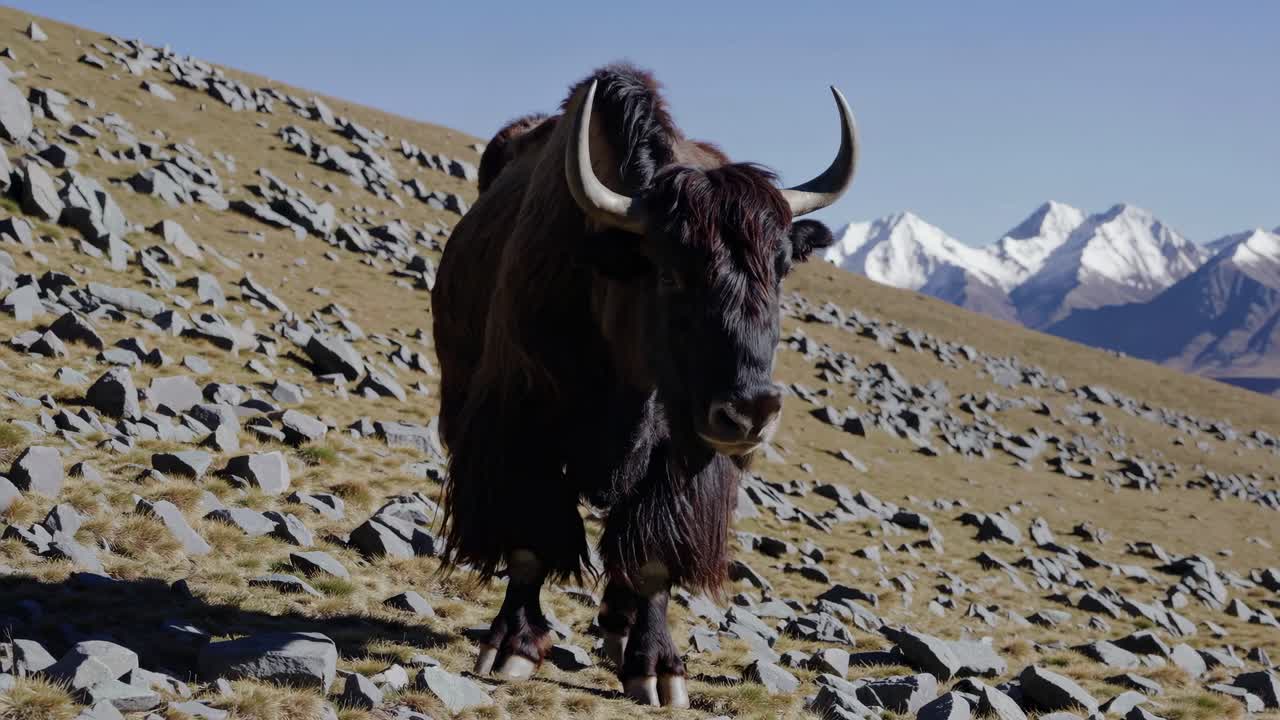 Yak Grazing in the Mountains