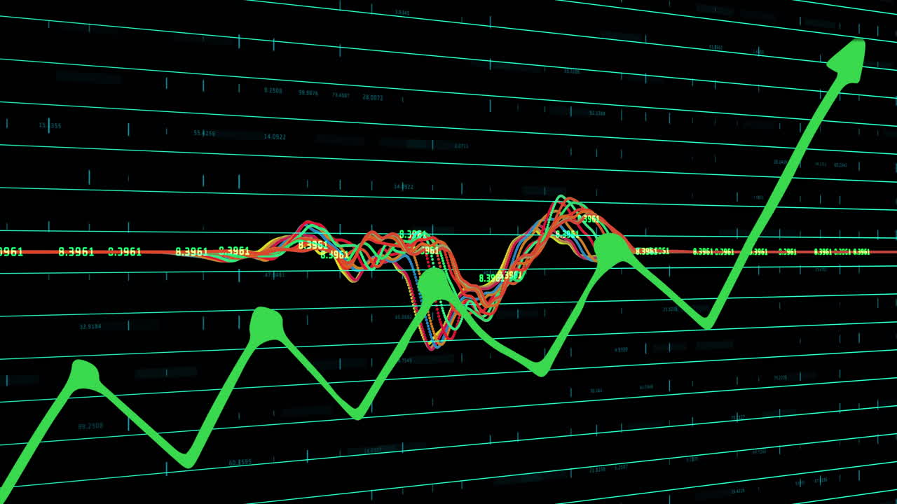 animación de formas sobre el procesamiento de datos financieros sobre fondo negro