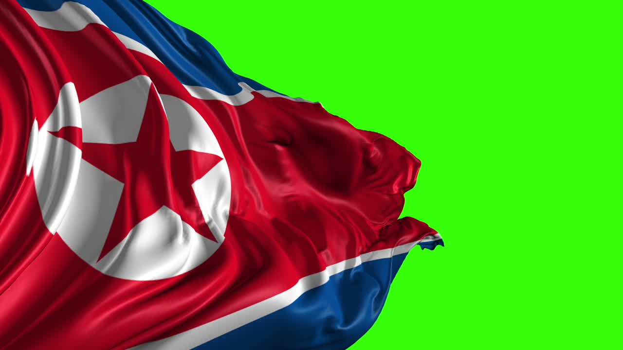 North Korean Flag on Green Screen