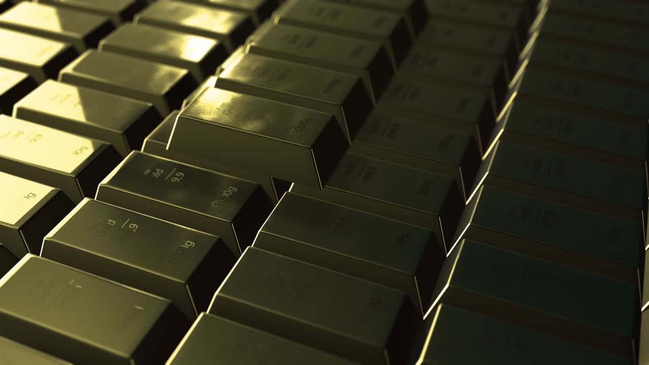 video 4k de muchos lingotes de oro.