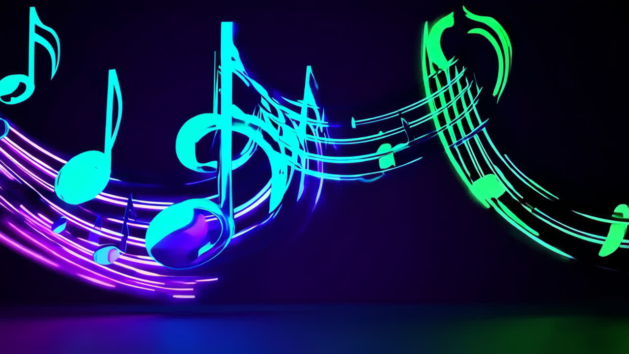 Neon Music Notes Background