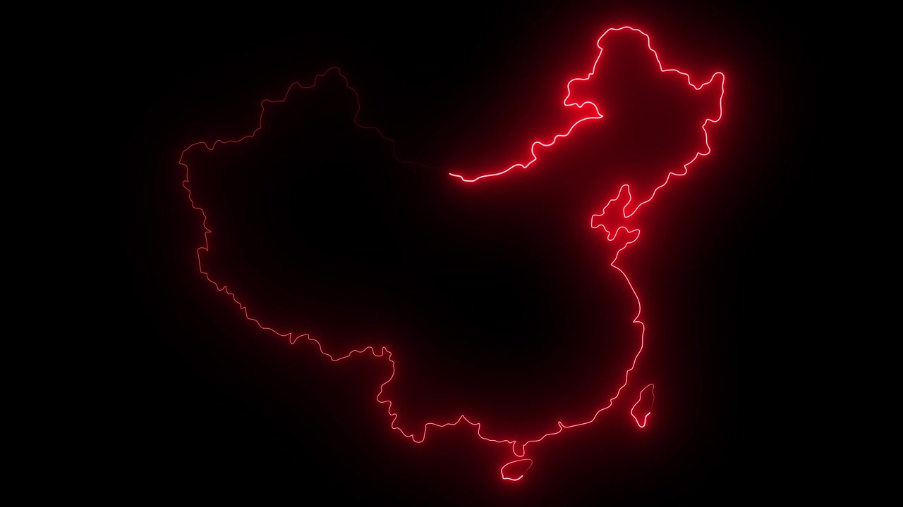 Contorno da China em vermelho neon