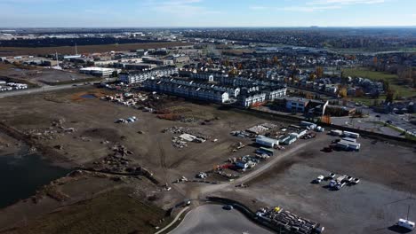 aerial view of construction site in quarry park community in calgary