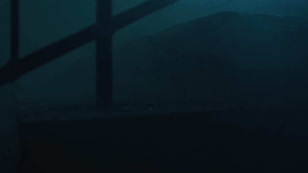 Dark, Foggy Basement Stairs at Night