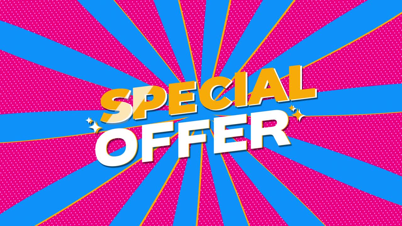 Animazione di testo Pop Art con Offerta Speciale Vivace