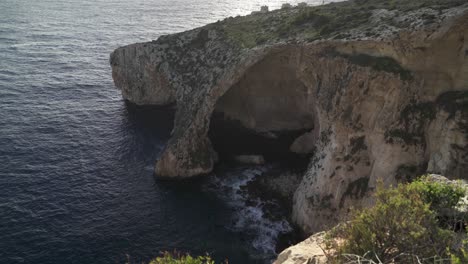 blue grotto sea caverns on the south east coast of malta in winter