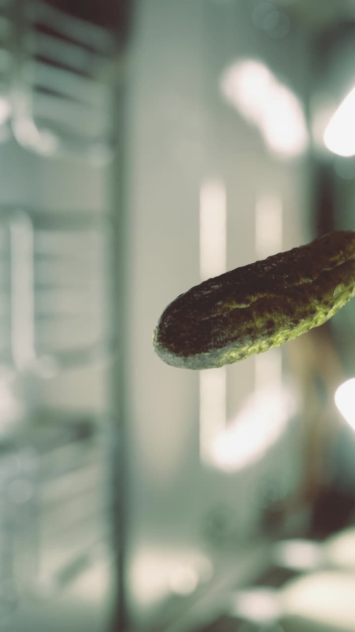 Cucumber floating in the unique environment of the international space station