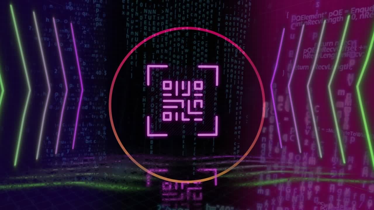 Animation von flackerndem QR-Code und Datenverarbeitung
