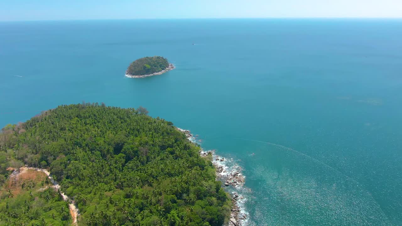 열대 섬 과 해안선 의 공중 사진
