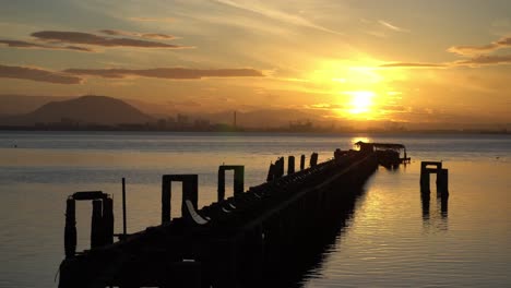 fishing village broken bridge in sunrise morning