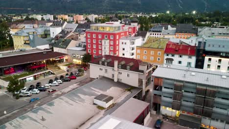 lienz at night from drone - austria