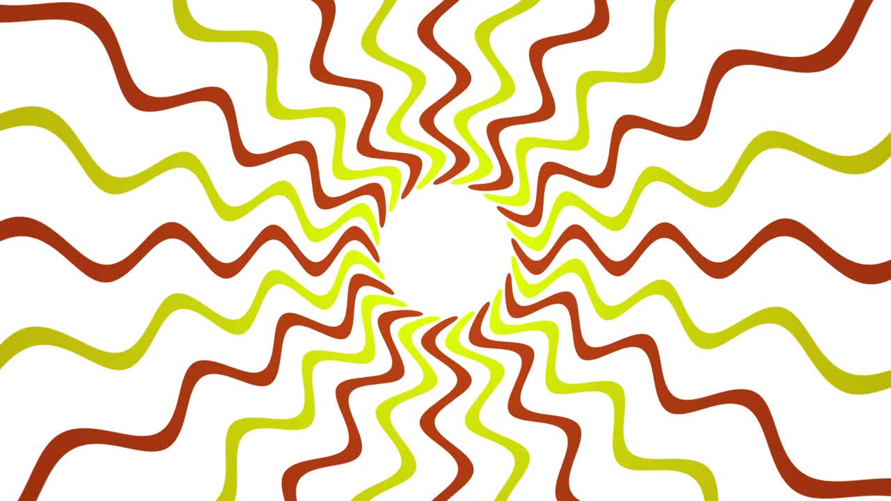 Rays and wavy shapes yellow red animated background