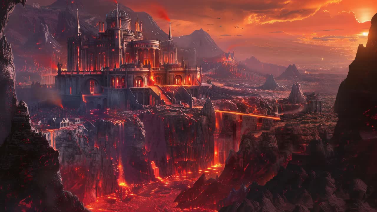 Volcanic Castle at Sunset