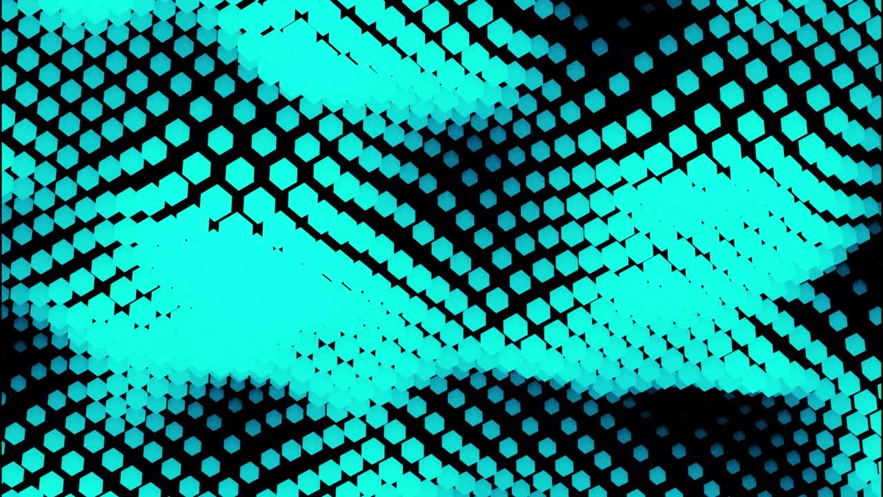 Abstract shining neon waving surface creating background of flowing dots, seamless loop. Design. Rippling texture of particles