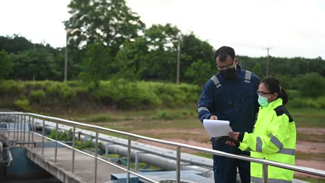 environmental engineers work at wastewater treatment plants