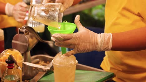 sequence of pouring and serving a cold drink