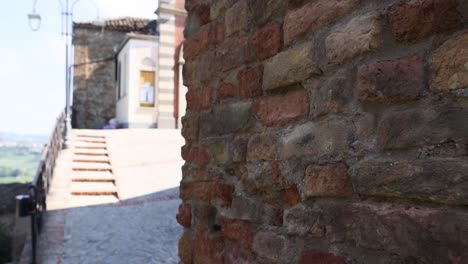 a scenic view of a brick church