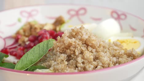 quinoa salad with eggs and pomegranate