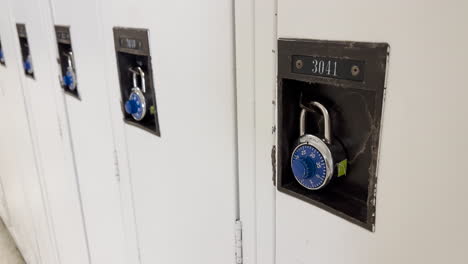 slow rotation of school lockers in hallway