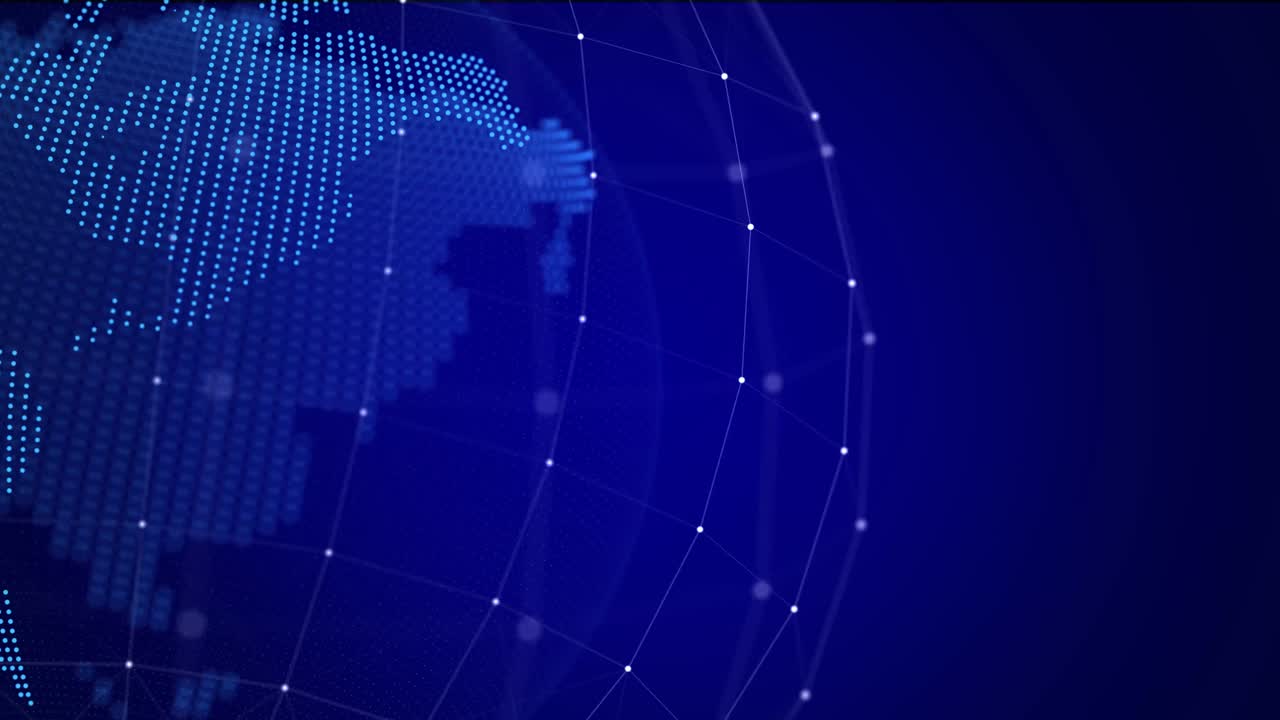 Network connection structure. Abstract technology background with digital connecting data. Map Earth of dots. Blockchain concept. 3D rendering.