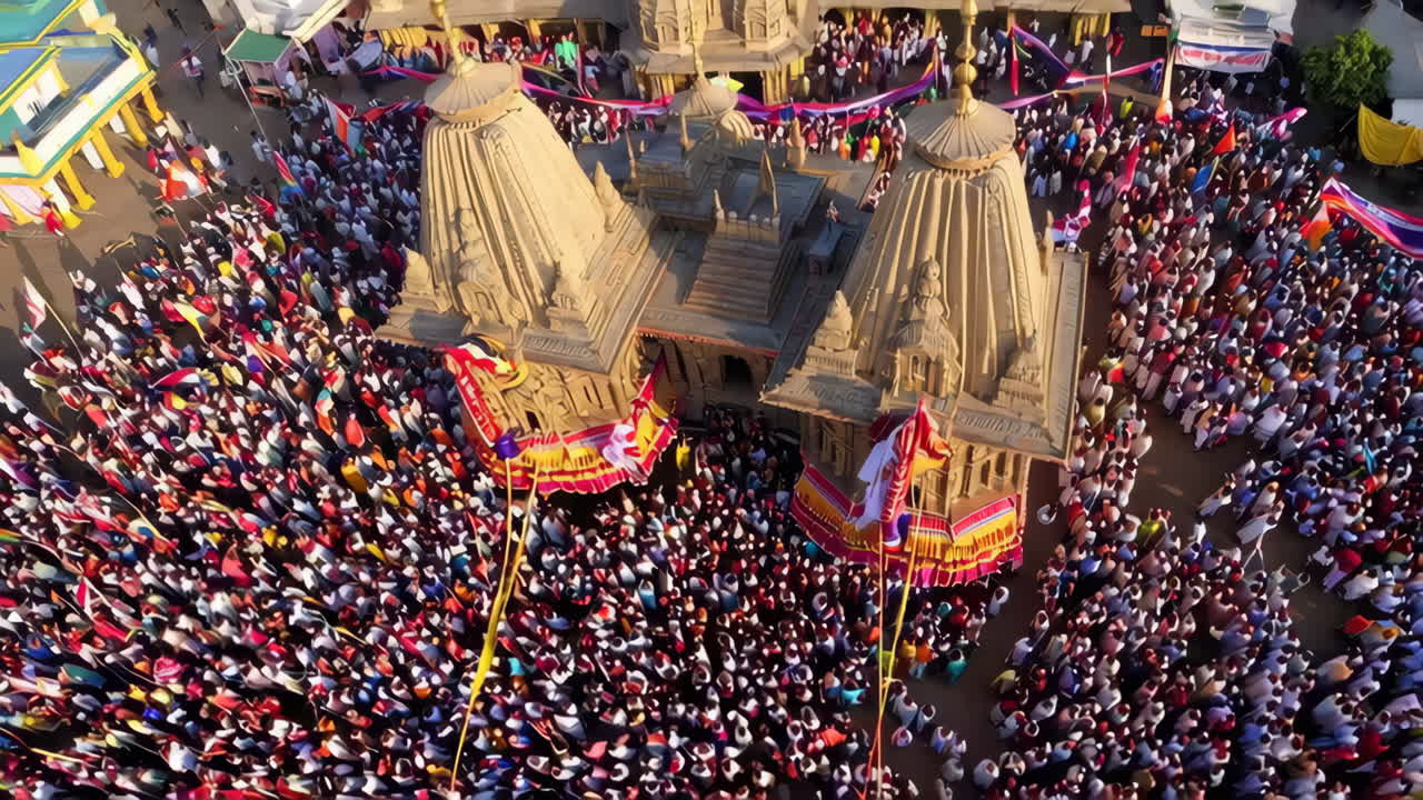 Large Religious Gathering at a Temple