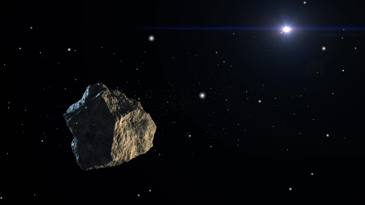 asteroid stones float in space