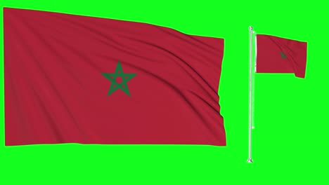 Green-Screen-Waving-Morocco-Flag-or-flagpole