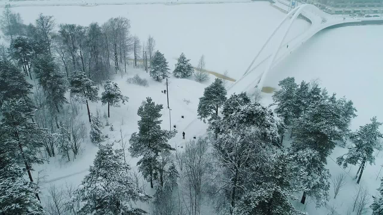 겨울 풍경. 공중 사진