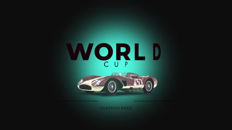 motion retro car and text world cup