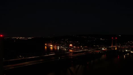 Timelapse-Nocturno-Del-Puente-De-Melbourne-Australia-Desde-Drone