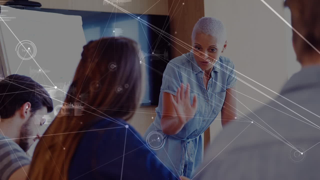 Animation of network of connections over diverse coworkers in office ...
