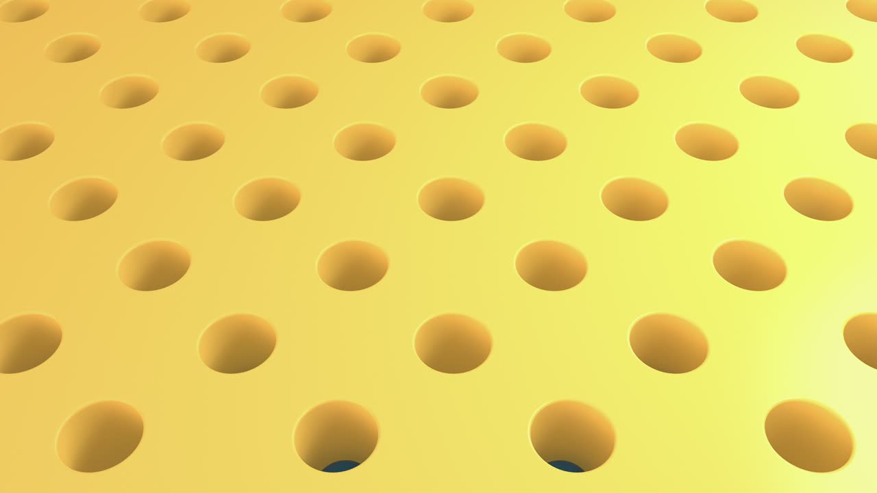 다채로운 구가 구에서 구으로 점프합니다. 구과 는 공이 있는 노란색 표면. 3d 루프 애니메이션 추상 렌더링. 재미있는 모션 디자인.
