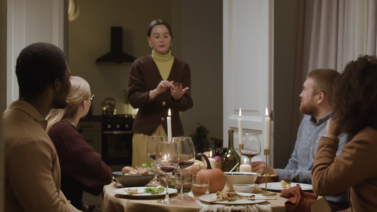 Friends Celebrating Thanksgiving Dinner