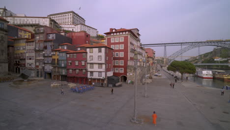 Porto---Portugal---March-18th-2020:-Empty-Porto-Unesco-World-Heritage-riverside-and-surroundings-during-the-coronavirus---covid19-pandemic-and-lockdown-quarantine