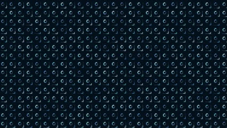 Animation of multiple rows of abstract shapes on dark background
