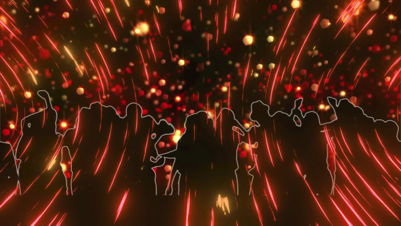 움직이는 빛의 길로 파티에서 춤을 추는 사람들의 애니메이션