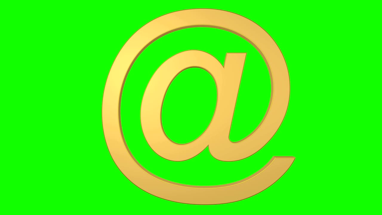 зеленый экран "at" знак цикл вращающийся @