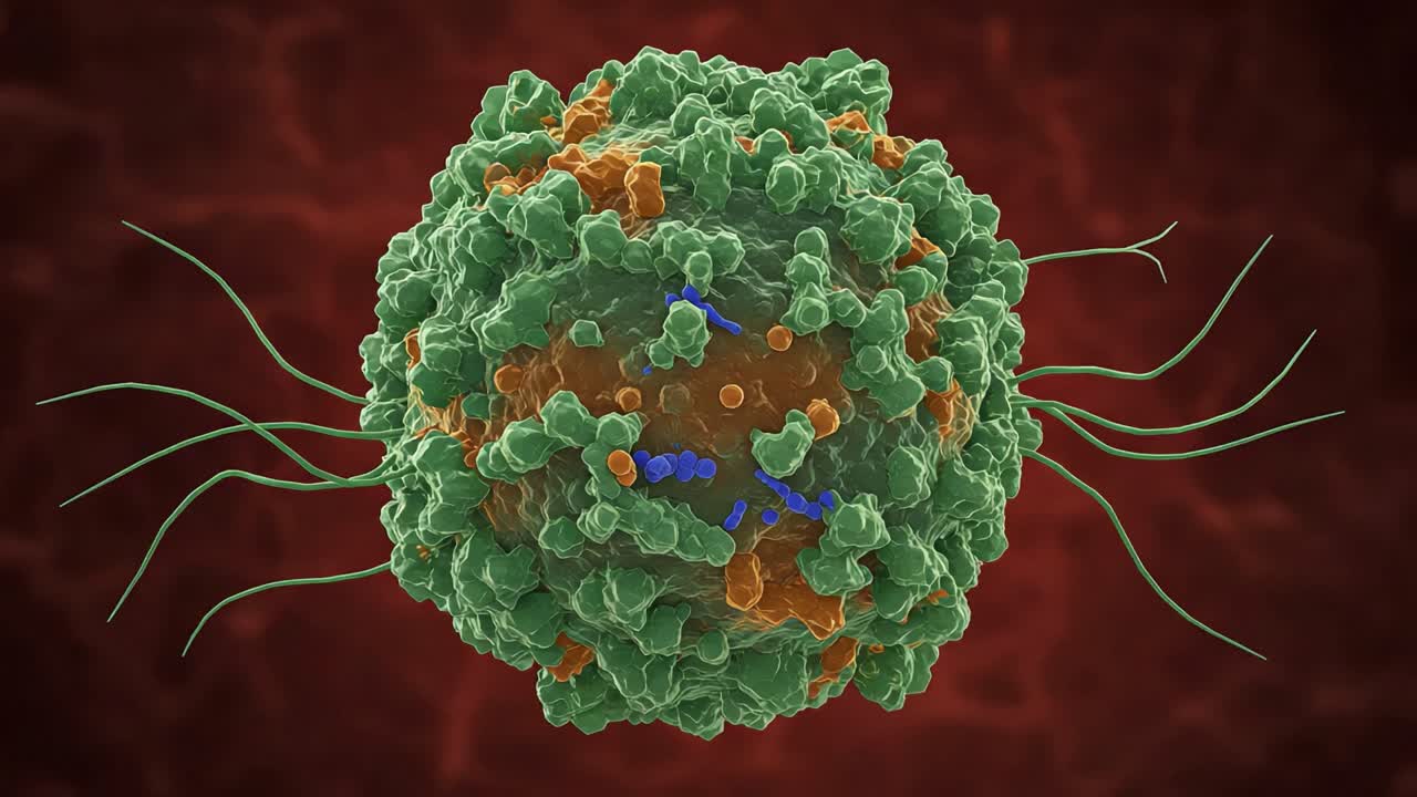 Detailed Visualization of a T-Cell Under Microscope: An Intricate Representation of Cellular Structure and Function in the Immune System