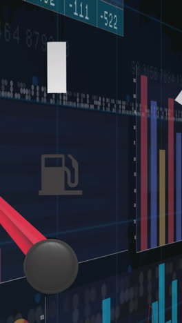 animación del procesamiento de datos sobre el panel del coche