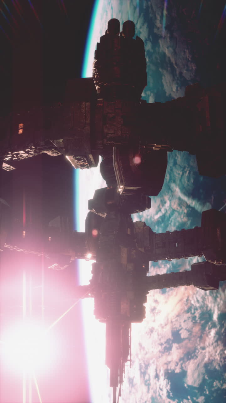 una estación espacial en órbita alrededor de la tierra