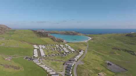caravan park close to killane beach 4k drone shot - co