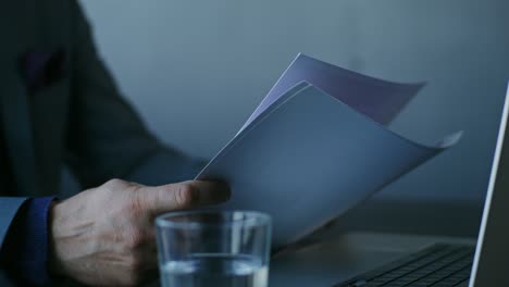 businessman reading documents