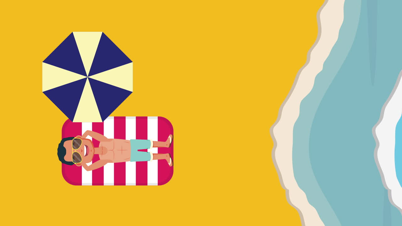 여름 시간의 젊은 남자 캐릭터