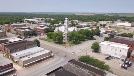 slow motion of activity around small town courthouse