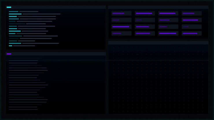 Digital Dashboard Interface with Data Visualization and Code